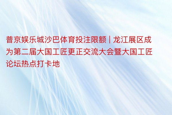 普京娱乐城沙巴体育投注限额 | 龙江展区成为第二届大国工匠更正交流大会暨大国工匠论坛热点打卡地