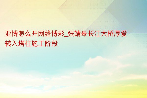 亚博怎么开网络博彩_张靖皋长江大桥厚爱转入塔柱施工阶段