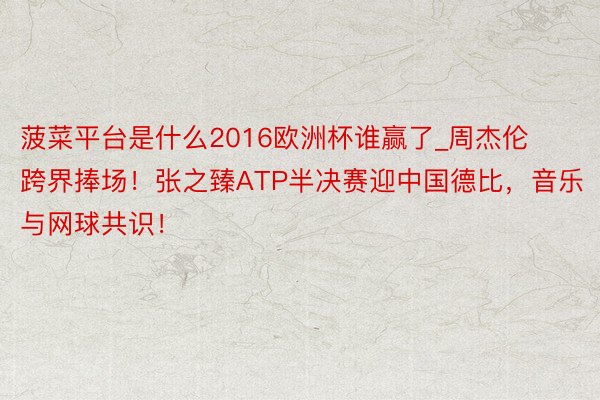 菠菜平台是什么2016欧洲杯谁赢了_周杰伦跨界捧场！张之臻ATP半决赛迎中国德比，音乐与网球共识！