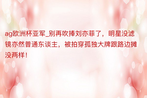 ag欧洲杯亚军_别再吹捧刘亦菲了，明星没滤镜亦然普通东谈主，被拍穿孤独大牌跟路边摊没两样！